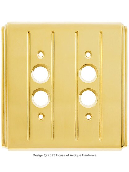 Streamline Push Button Switch Plate - Double Gang in Unlacquered Brass.